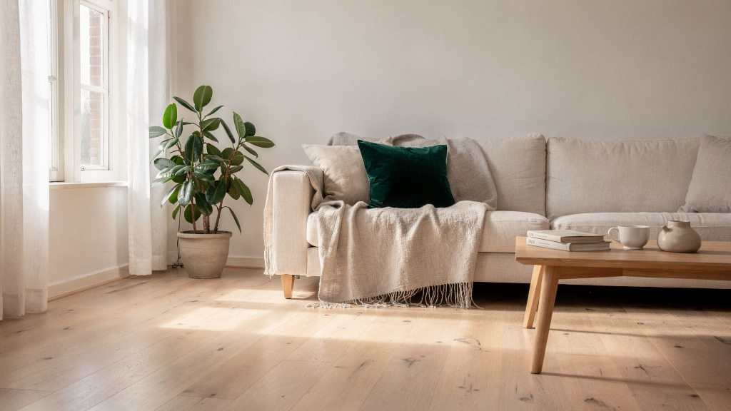 Een frisse woonkamer met natuurlijk daglicht